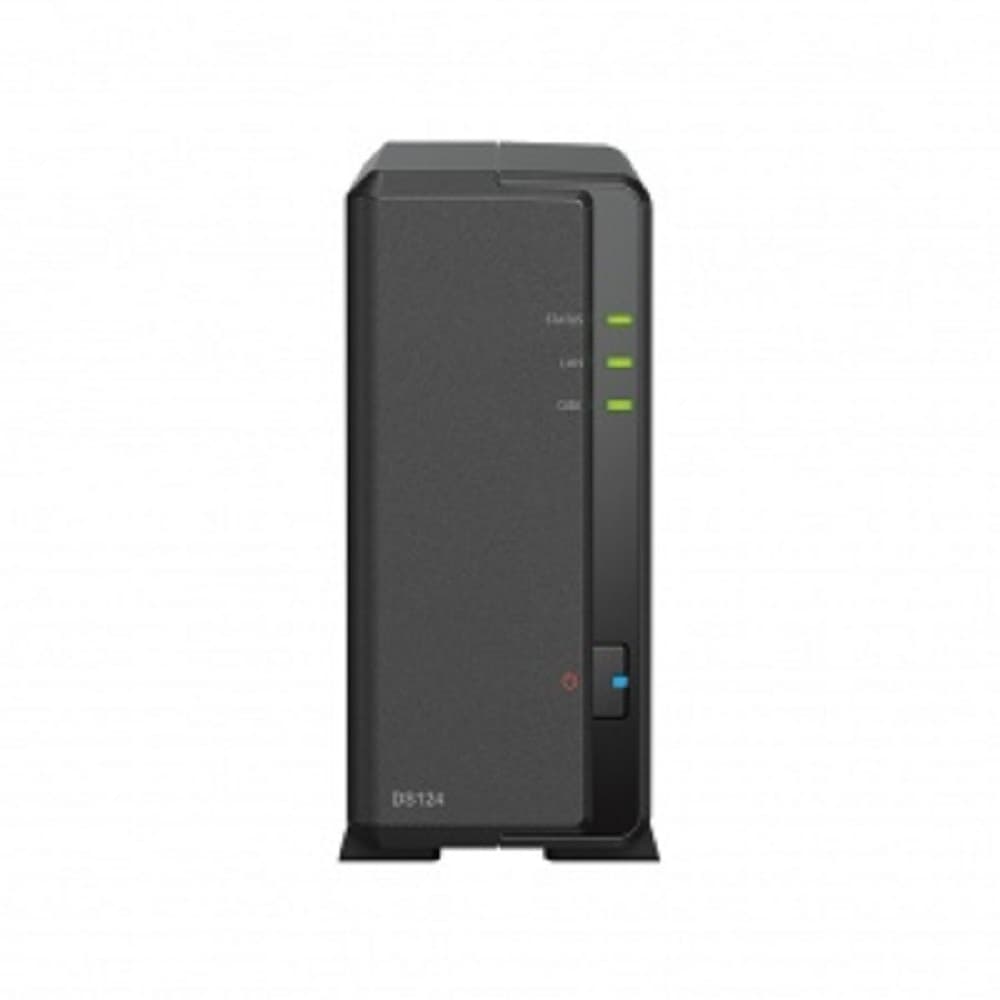 Synology DS124 Сетевое хранилище 1x 2.5" / 3.5", горячая замена, RAID modes: keine, 1x GB-LAN, Веб-сервер, 2x USB3.0, процессор: Quad Core 1.40 GHz, 1 GB ОЗУ вилка UK/HK 3-pin