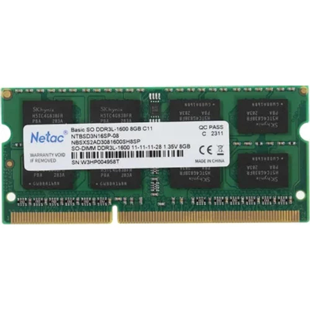 Netac DDR3L SODIMM 8Gb Память PC12800 1600MHz CL11 1.35V (NTBSD3N16SP-08)