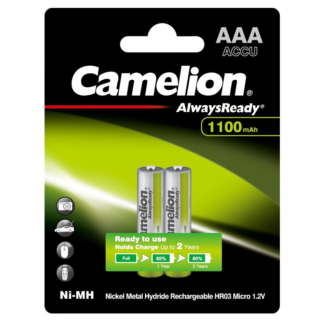 Camelion AAA-1100mAh Ni-Mh BL-2 (NH-AAA1100BP2/NH-AAA1100ARBP2, аккумулятор,1.2В) (2 шт. в уп-ке)