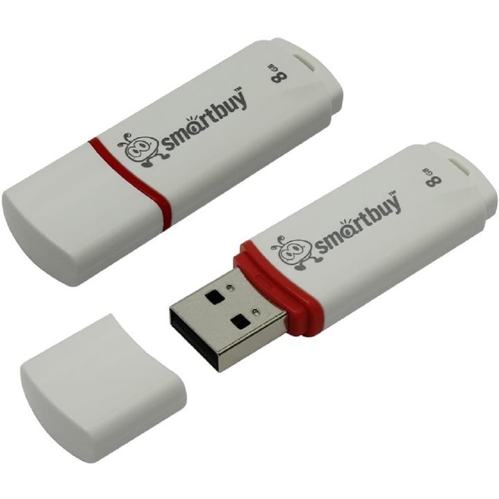 Флешка USB Smartbuy Crown Series white (SB8GBCRW-W), 8Gb, USB 2.0, R/W 15/5, белый