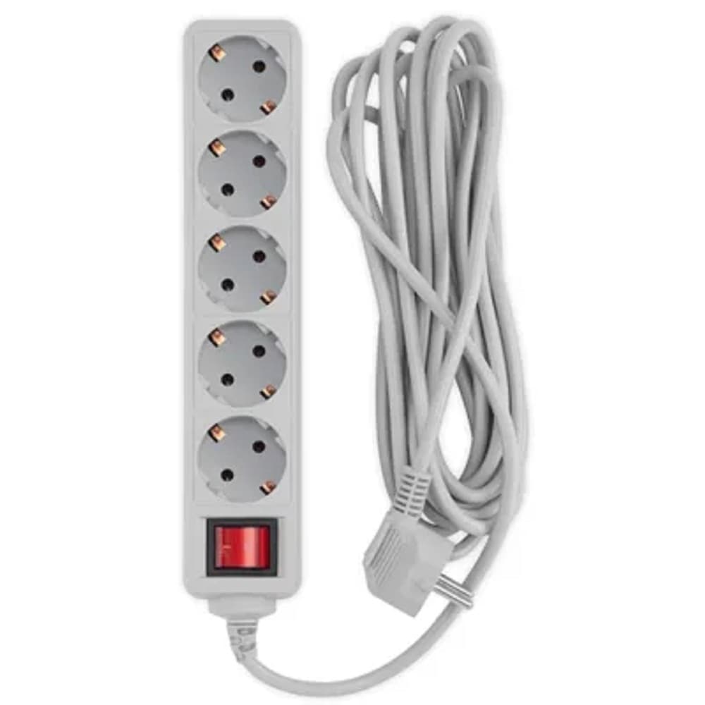 PC PET Сетевой фильтр AP01006-5-GR 5м (5 розеток, EURO, EURO/RUS), серый