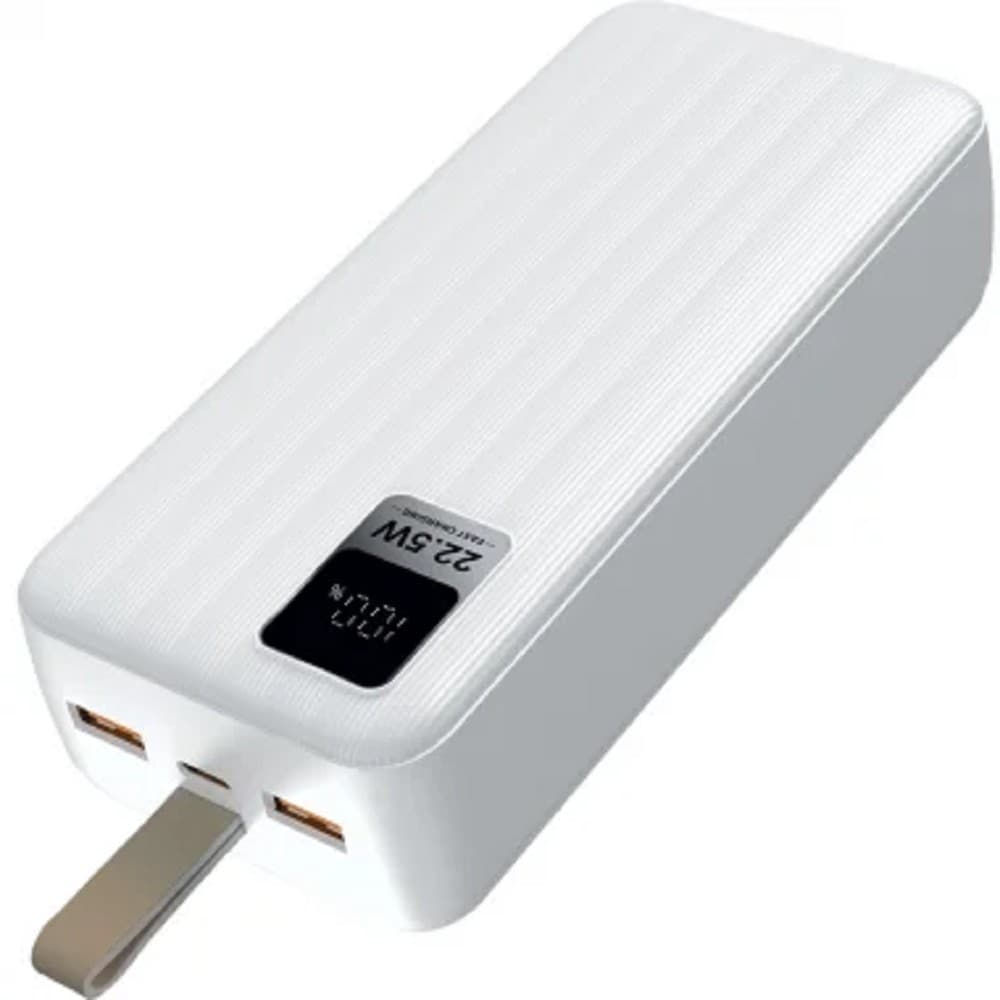 Perfeo Powerbank WATERFALL 30000 mAh/LED дисплей/PD + QC 3.0/Type-C/2 USB/Выход: 5A, max 22.5W/White (PF_D0176)