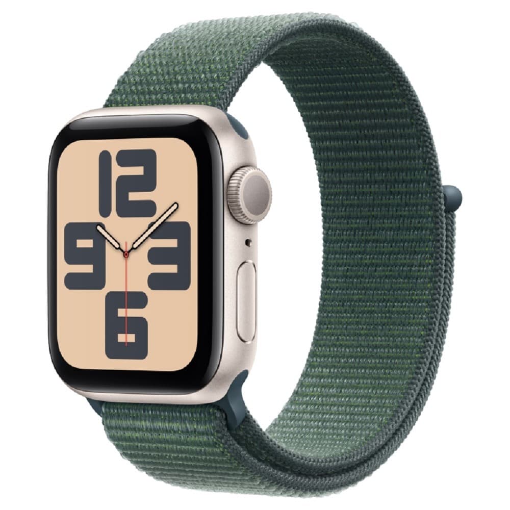 Apple Watch SE (2024) 40mm Starlight Aluminium Case with Lake Green Sport Loop (MXEH3LL/A)