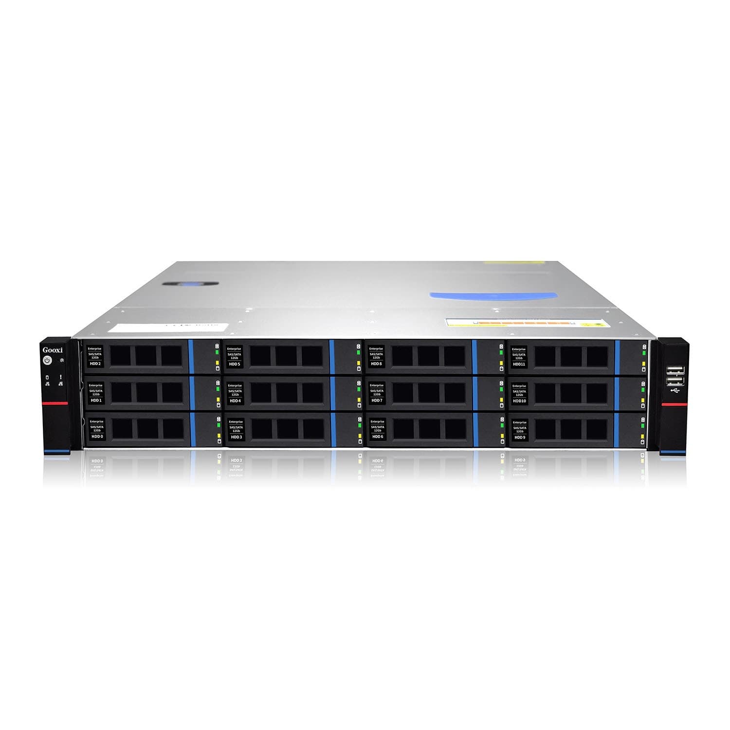 Gooxi RMC2112-670-HS-NV 2U 12x 3.5" (2.5") SATA/SAS/NVMe; 2x 2.5" rear SAS/SATA; backplane 3xSFF-8643 + 6x slimSASx8; MB EEB/CEB/ATX/Micro ATX; 7x LP slots; 2x1300W(EU power cables), rail