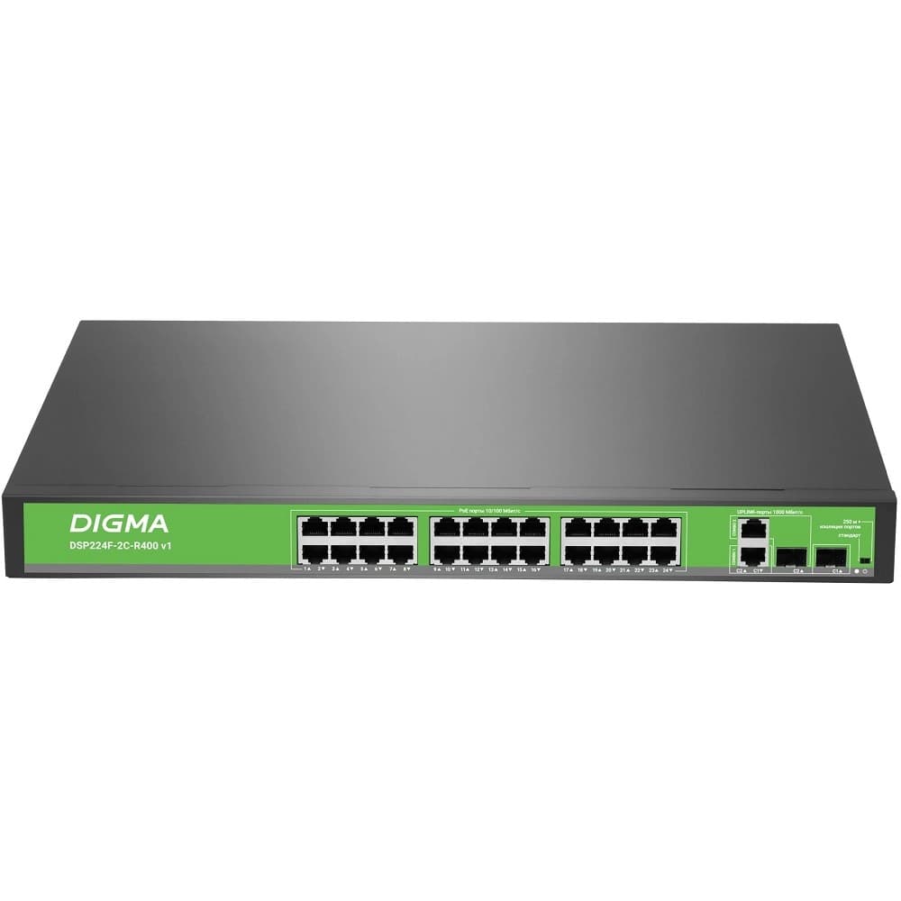 Digma DSP224F-2C-R400 Коммутатор V1 (L2) 24х100Мбит/с 24PoE