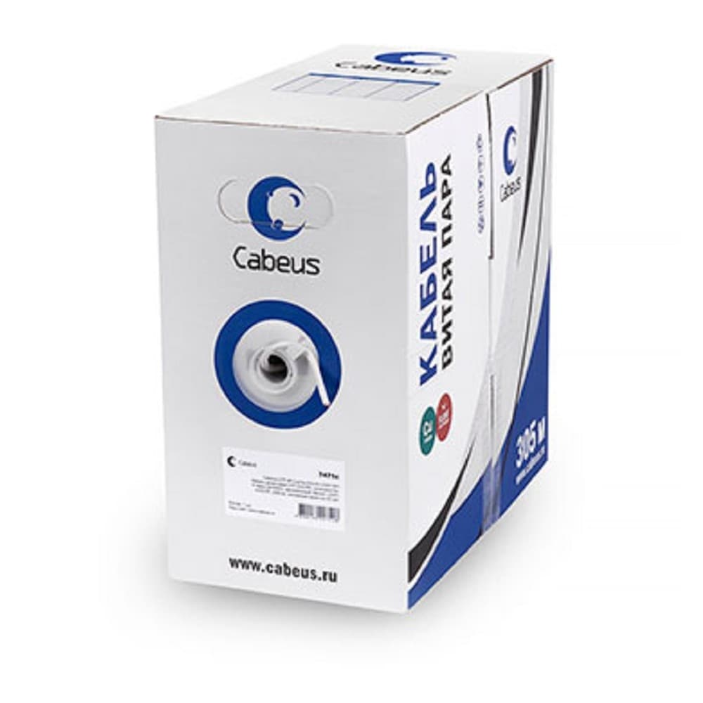 Кабель витая пара U/UTP 5e кат. 4 пары Cabeus UTP-4P-Cat.5e-SOLID-WH 24AWG(0.51 мм), медь, одножильный (solid), внутренний, PVC, нг(A)-LS, белый, уп/3