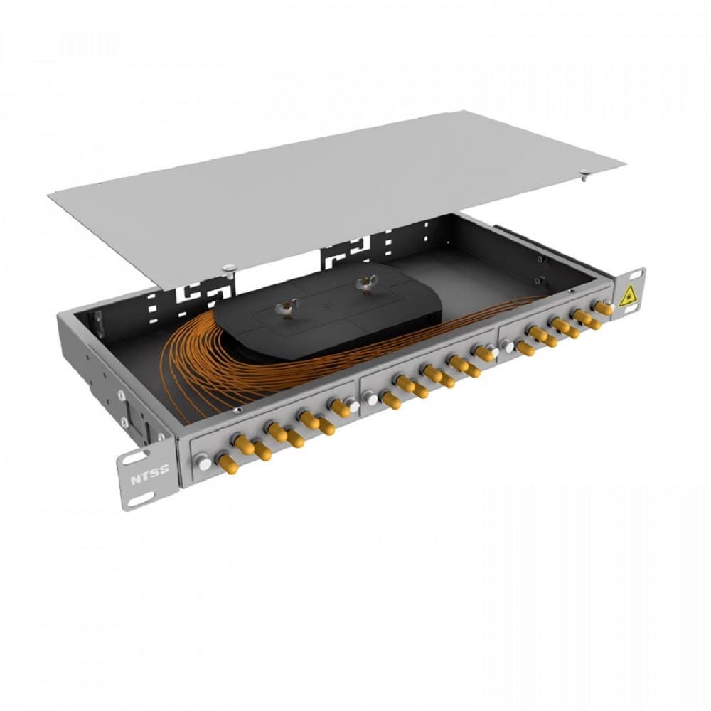 NTSS Кросс 19" NTSS PREMIUM, предсобранный 1U, 4 порта ST/UPC, 50/125 мкм, (сплайс, пигтейлы, кдзс, планки, адаптеры) NTSS-RFOB-PM-1U-4-ST/U-50-SP1.5G2A
