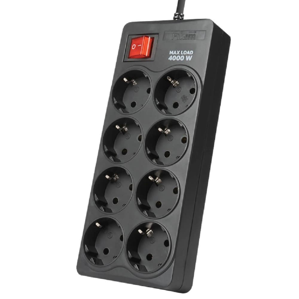 Filum Сетевой фильтр FL-SP8-1.8M-16, 4000 Вт., 8 розеток, шнур 1.8 м., черный