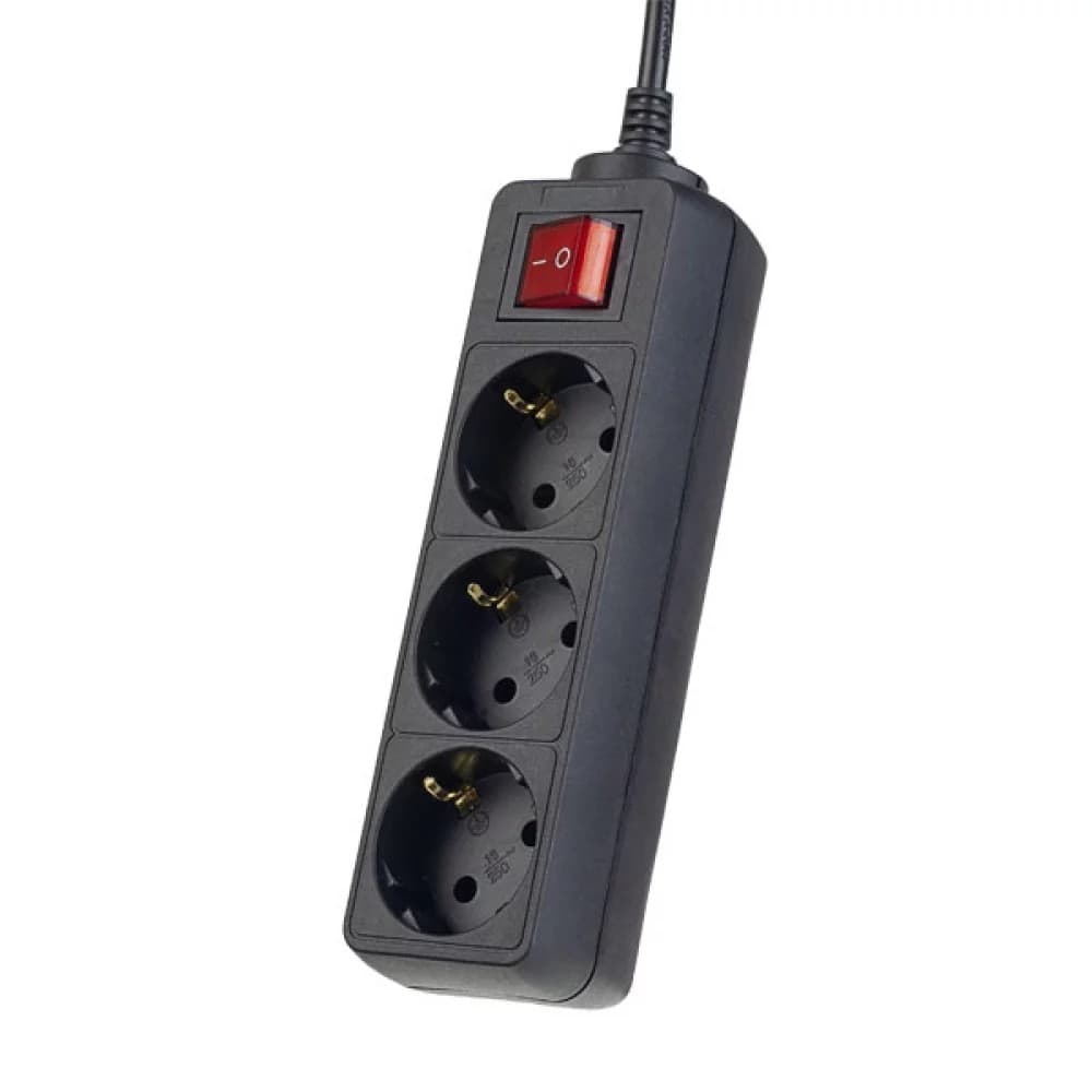 Perfeo Сетевой удлинитель с кнопкой "POWERMATE", PF_A4678 (3,0м, 3 розетки, черный (PF-PM-3/3,0-B))