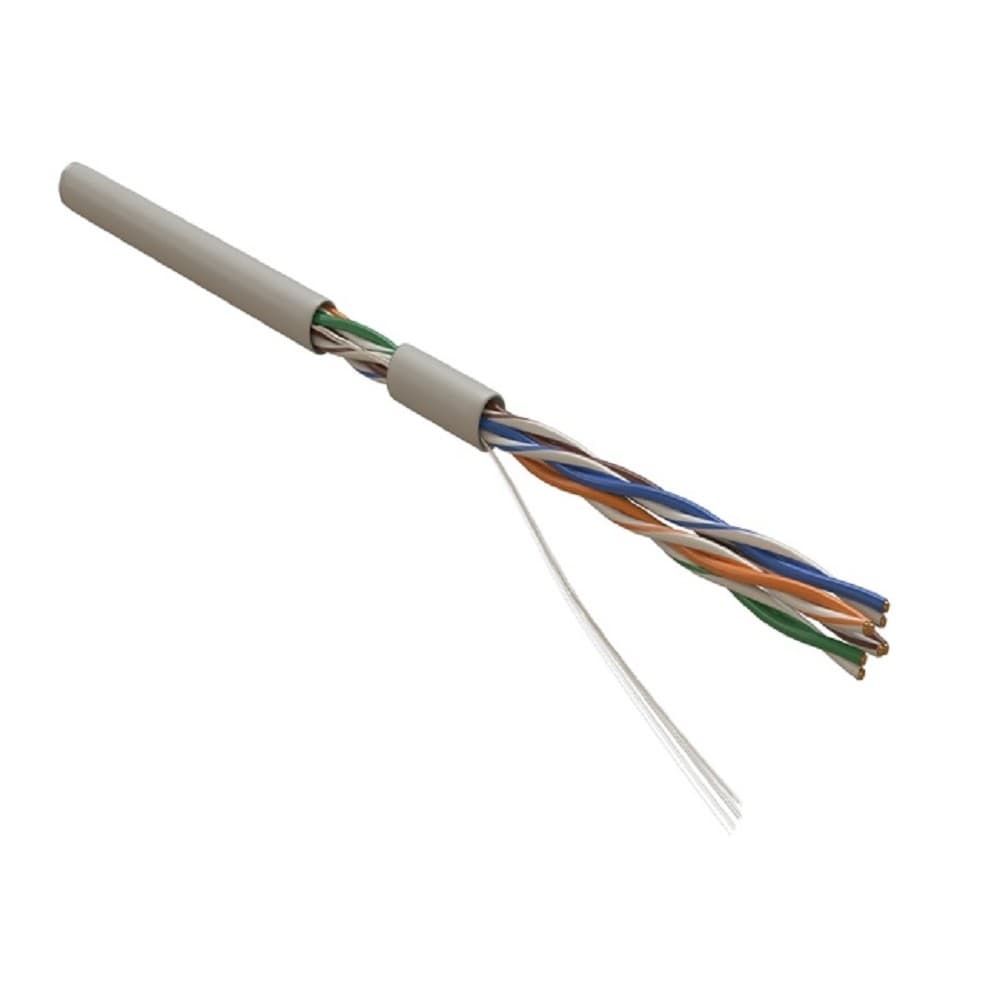 Hyperline UUTP4-C5E-S24-IN-PVC-GY-305 (305 м) Кабель витая пара, неэкранированная U/UTP, категория 5e, 4 пары (24 AWG), одножильный (solid), PVC, -20°C – +75°C, серый компонентная