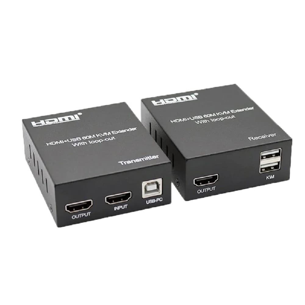 ORIENT VE049, HDMI KVM extender (Tx+Rx), HDMI+USB+Audio удлинитель до 60 м по витой паре Cat5e/6, HDMI 1.4, 4K@30Hz/1080p@60Hz, HDCP