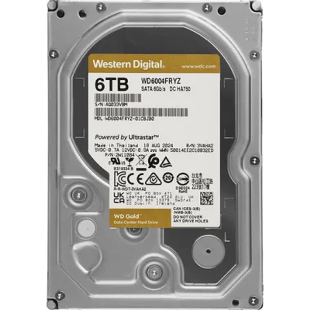 Жесткий диск Western Digital GOLD HDD SATA 6TB, 7200rpm, 256MB buffer, WD6004FRYZ, 1 year