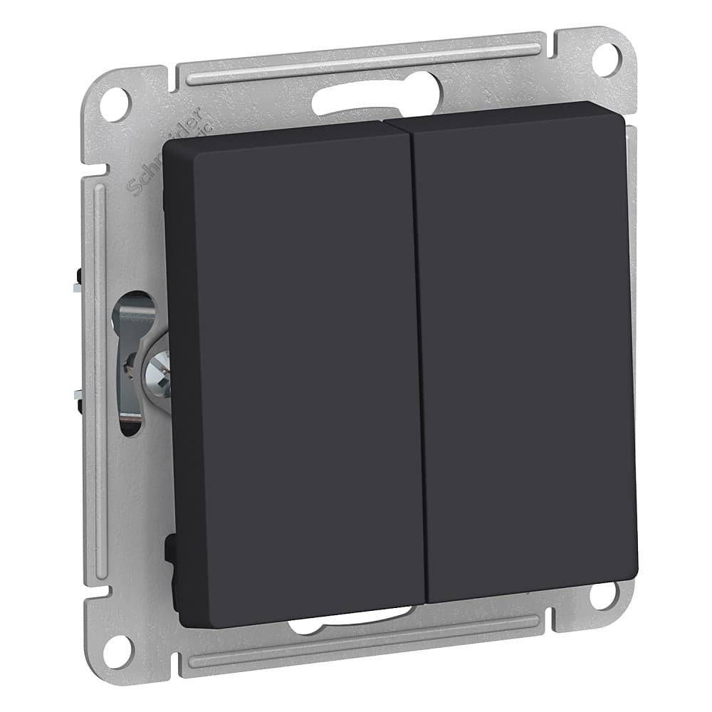 Systeme electric ATN001065 ATLASDESIGN 2-клавишный ПЕРЕКЛЮЧАТЕЛЬ, сх.6, 10АХ, механизм, КАРБОН