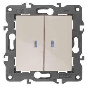 Эра Б0034238 14-1105-02 Выключатель двойной с подсветкой, 10АХ-250В, IP20, Эра Elegance, сл.кость