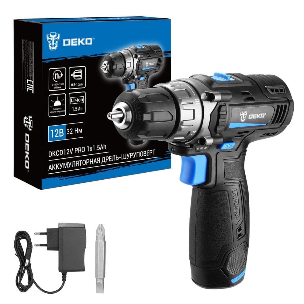 Дрель-шуруповерт Deko DKCD12V Pro аккум. патрон:быстрозажимной (083-1003)