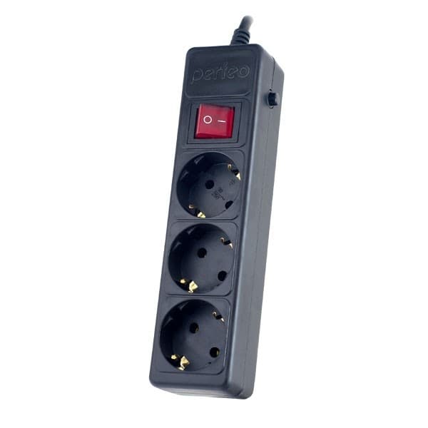 Perfeo Сетевой фильтр "POWER+",PF_A4668 (5,0м, 3 розетки, черный (PF-PP-3/5,0-B))