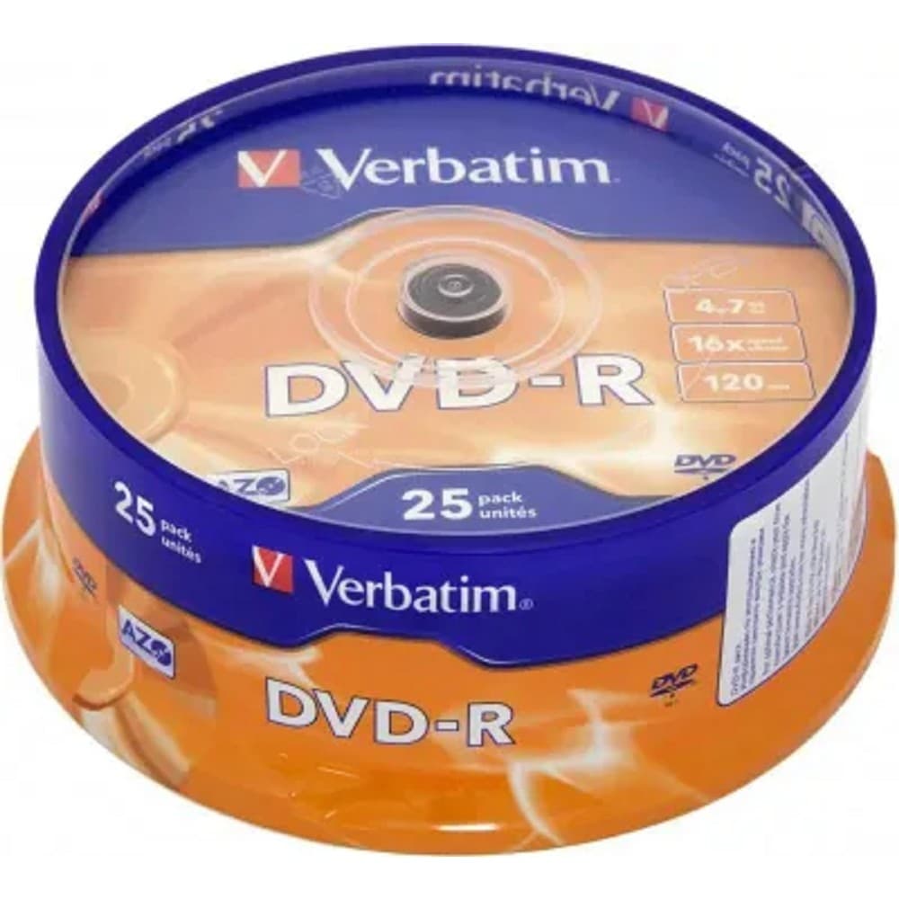 Verbatim Диски DVD-R 4.7Gb 16-х, 25шт, Cake Box
