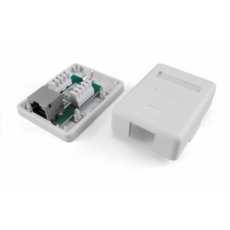 Hyperline SB1-1-8P8C-C5e-SH-WH Розетка компьютерная RJ-45(8P8C), категория 5e, экранированная, одинарная, внешняя, Dual IDC