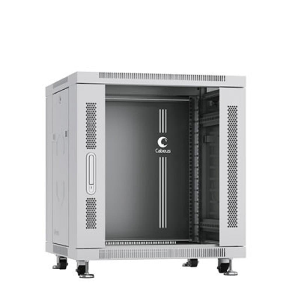 Cabeus SH-05C-12U60/60 Шкаф монтажный телекоммуникационный 19" напольный для распределительного и серверного оборудования 12U 600x600x730mm (ШхГхВ) передняя стеклянная и задняя сплошная металлическая