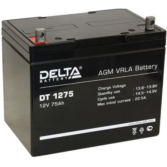 Delta DT 1275 (75 А\ч, 12В) свинцово- кислотный аккумулятор