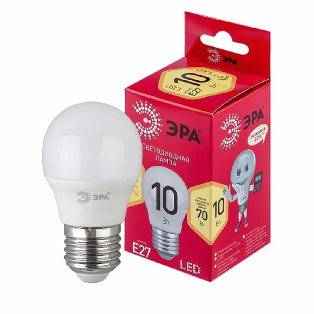 Лампа светодиодная ЭРА RED LINE LED P45-10W-827-E27 R E27/Е27 10 Вт шар теплый белый свет