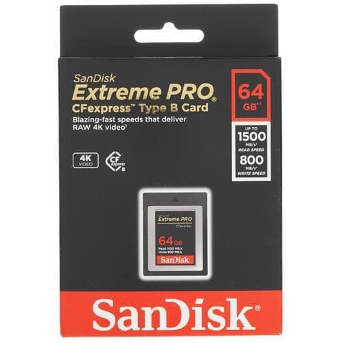 Micro SecureDigital 64GB Sandisk Extreme PRO CFexpress Type B SDCFE-064G-GN4NN 1500MB/s R, 800MB/s W