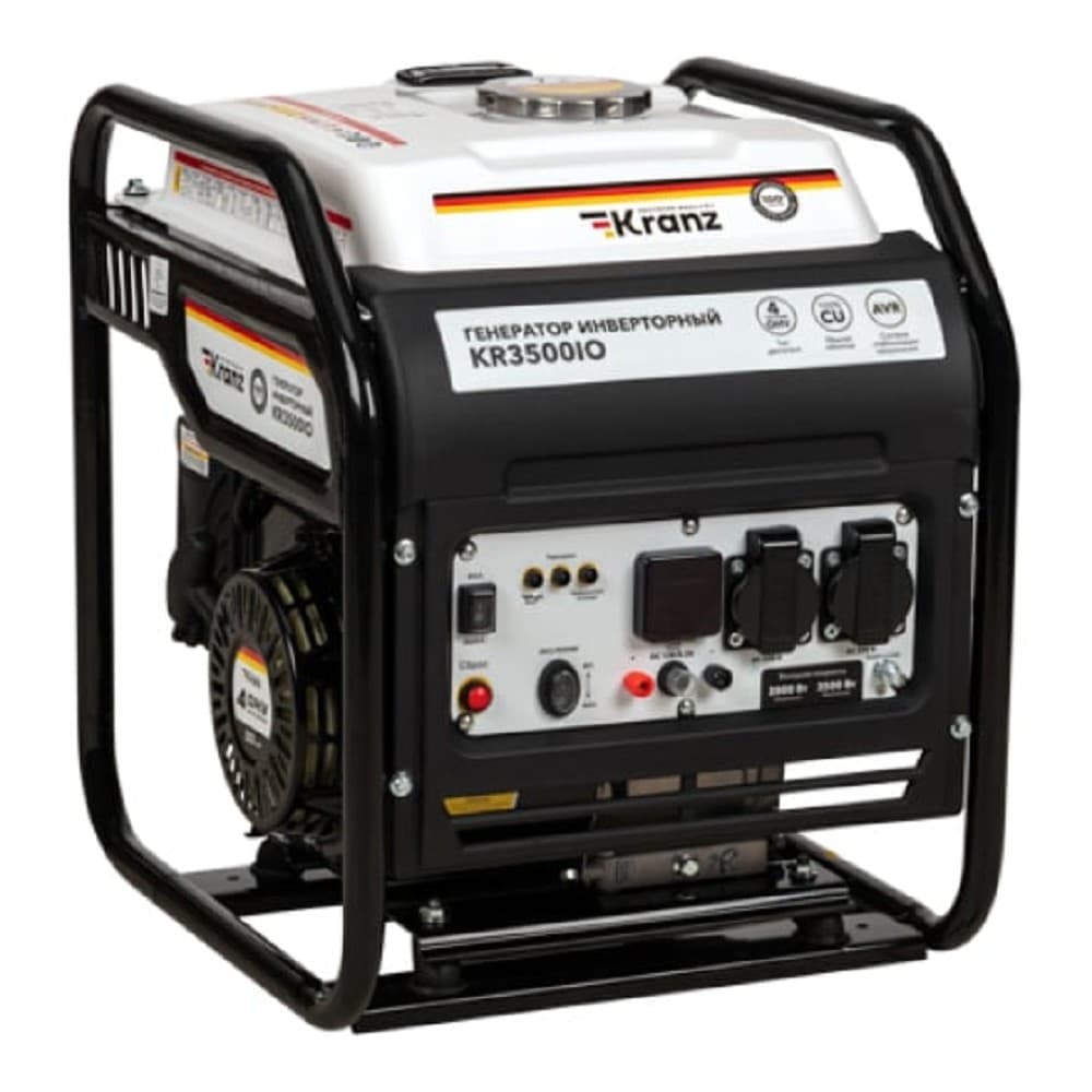 Kranz KR-16-1143 Генератор инверторный KR3500IO, 3,5кВт, 230В, 7л, открытый корпус, ручной старт