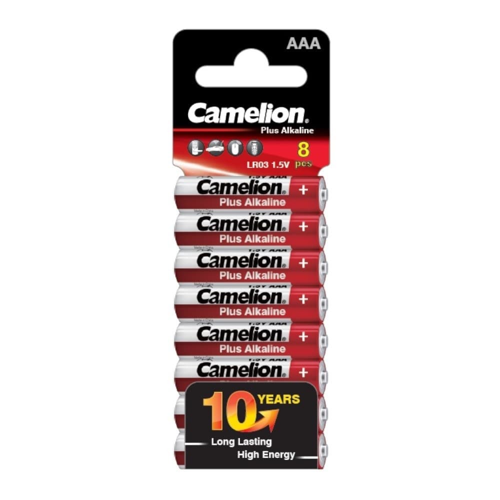 Camelion Plus Alkaline SP8 LR03 (LR03-SP8, батарейка,1.5В)(8шт. в уп-ке)
