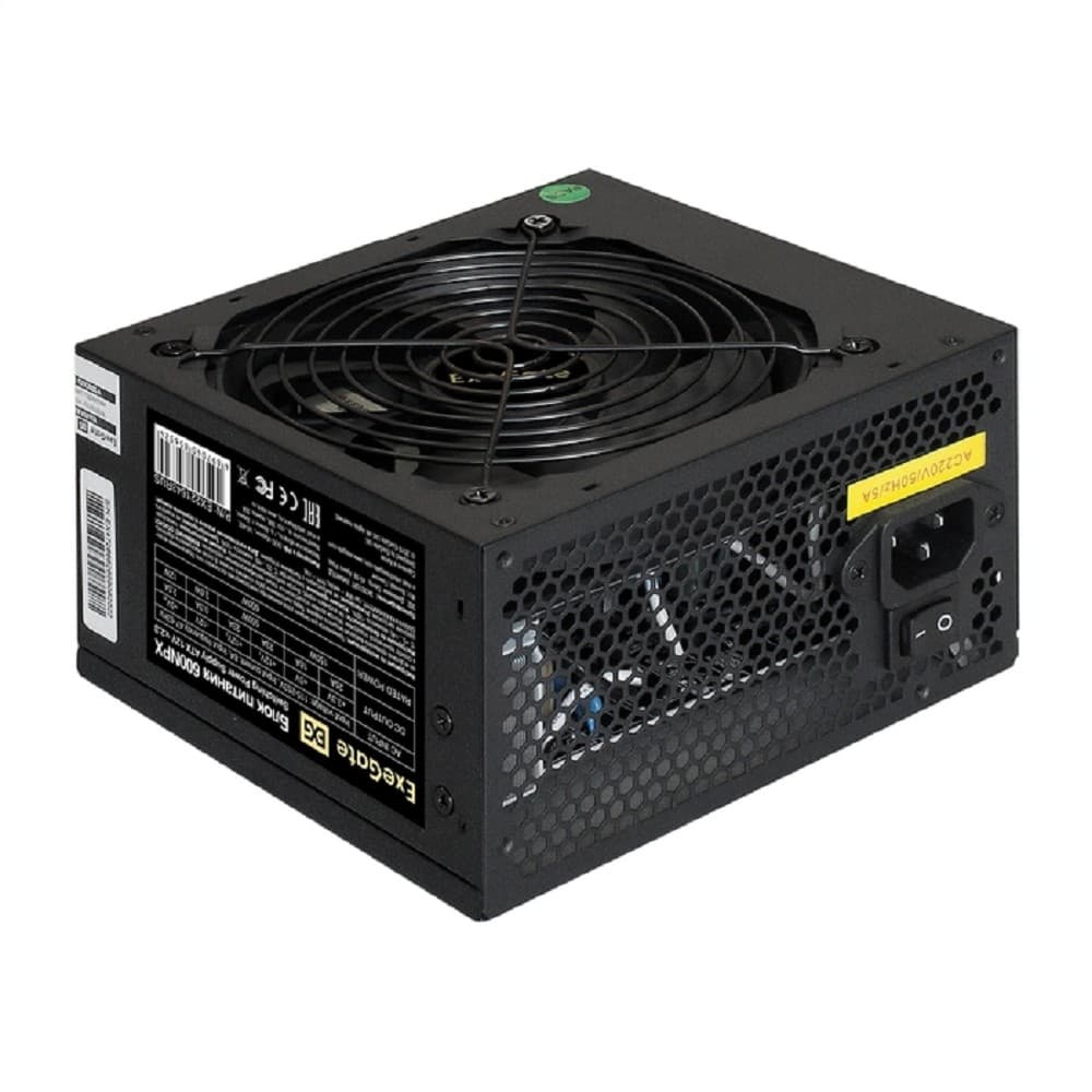 Exegate EX221643RUS Блок питания 600W ATX-600NPX OEM, black, 12cm fan, 24+4pin, 6pin PCI-E, 3*SATA
