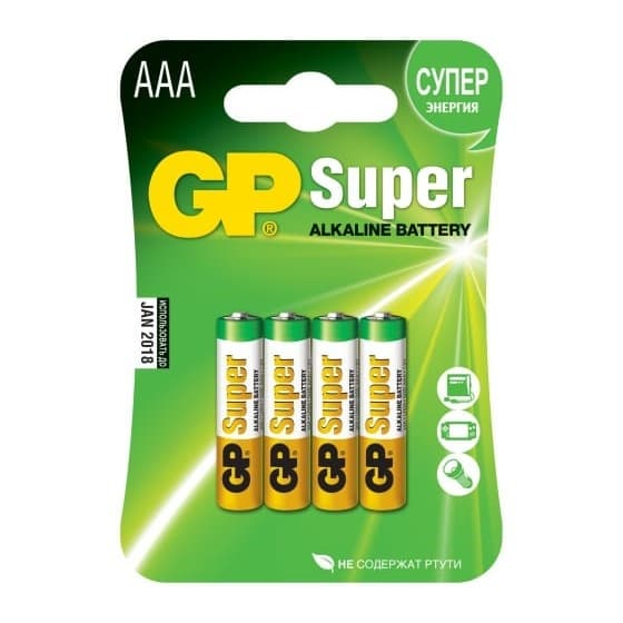 Батарея GP Super Alkaline 24A LR03 AAA (24AA21-2CRSBC4 40/160) (4шт)