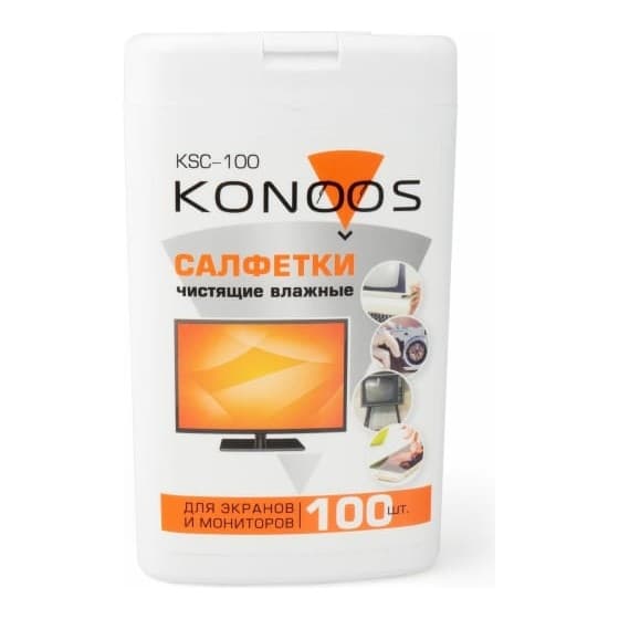 Konoos KSC-100 Салфетки для экранов в компактной банке, 100 шт