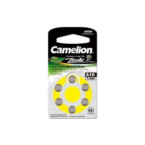 Camelion ZA10 BL-6 Mercury Free (A10-BP6(0%Hg), батарейка для слуховых аппаратов, 1.4 V,90mAh)