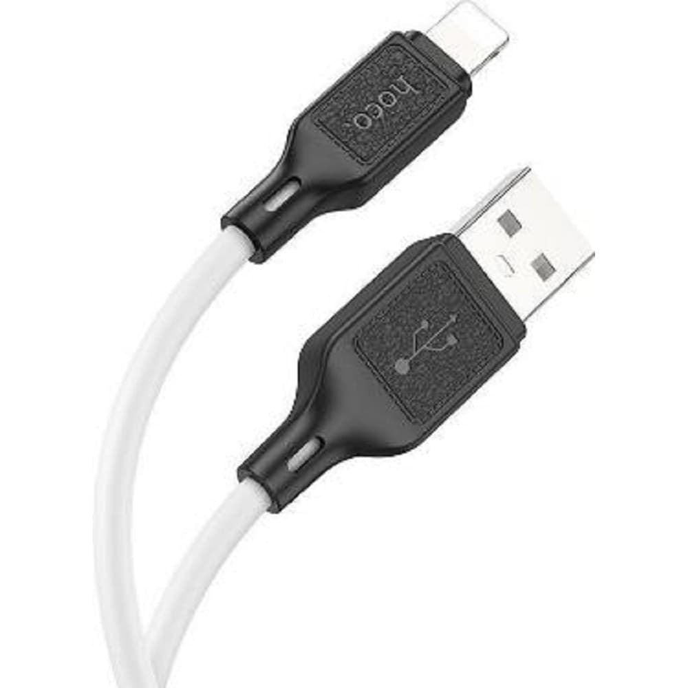 HOCO X90/ USB кабель Lightning/ 1m/ 2,4A/ Силикон/ White