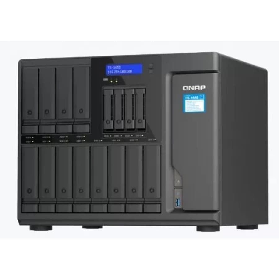Сетевое хранилище без дисков/ SMB QNAP TS-1655-8G NAS 16-Bay (12x 3.5"/2.5" HDD/SSD bays + 4x 2.5" SSD bays + 2x M.2 2280 SATA slots), Intel Atom C5125 8-core processor, 2.8GHz, 8 GB DDR4 (1 x 8 GB) u