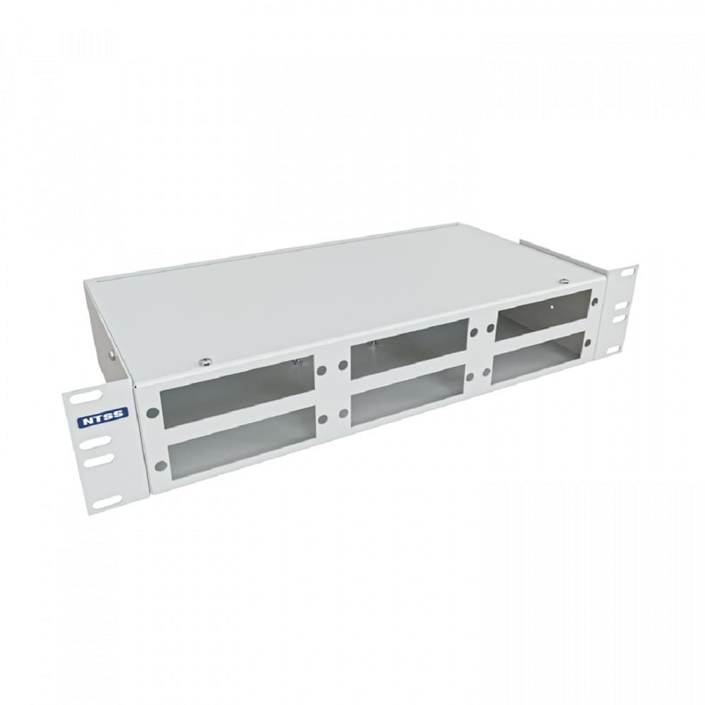 NTSS Кросс NTSS оптический 19'' частично укомплектованный 2U, 32/48 портов FC/ST (планки FC/ST-6шт, планка-заглушка-2шт, сплайс-кассета-2шт) серый RAL 7035 NTSS-RFOB-2U-32/48-FC/ST-S0020