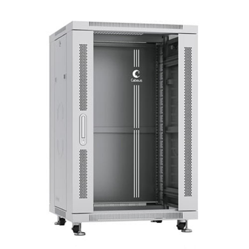Cabeus SH-05C-18U60/80 Шкаф монтажный телекоммуникационный 19" напольный для распределительного и серверного оборудования 18U 600x800x988mm (ШхГхВ) передняя стеклянная и задняя сплошная металлическая