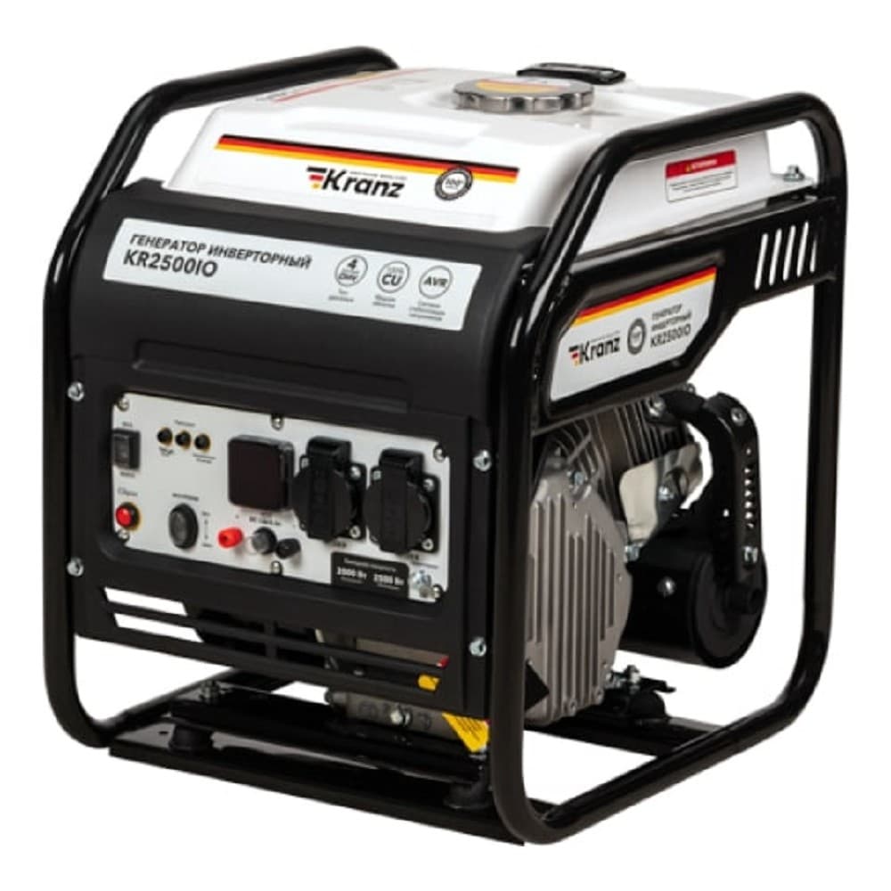 Kranz KR-16-1142 Генератор инверторный KR2500IO, 2,5кВт, 230В, 7л, открытый корпус, ручной старт