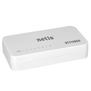 Netis ST3108GS Коммутатор, неуправляемый, 8-портовый гигабитный 10/100/1000 Мбит/с, настольный, пластиковый корпус