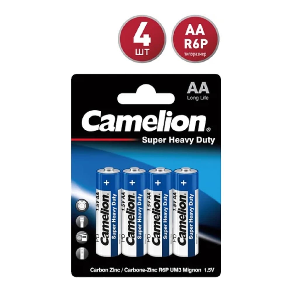 Camelion R 6 Blue BL-4 (R6P-BP4B, батарейка,1.5В) (4 шт. в уп-ке)