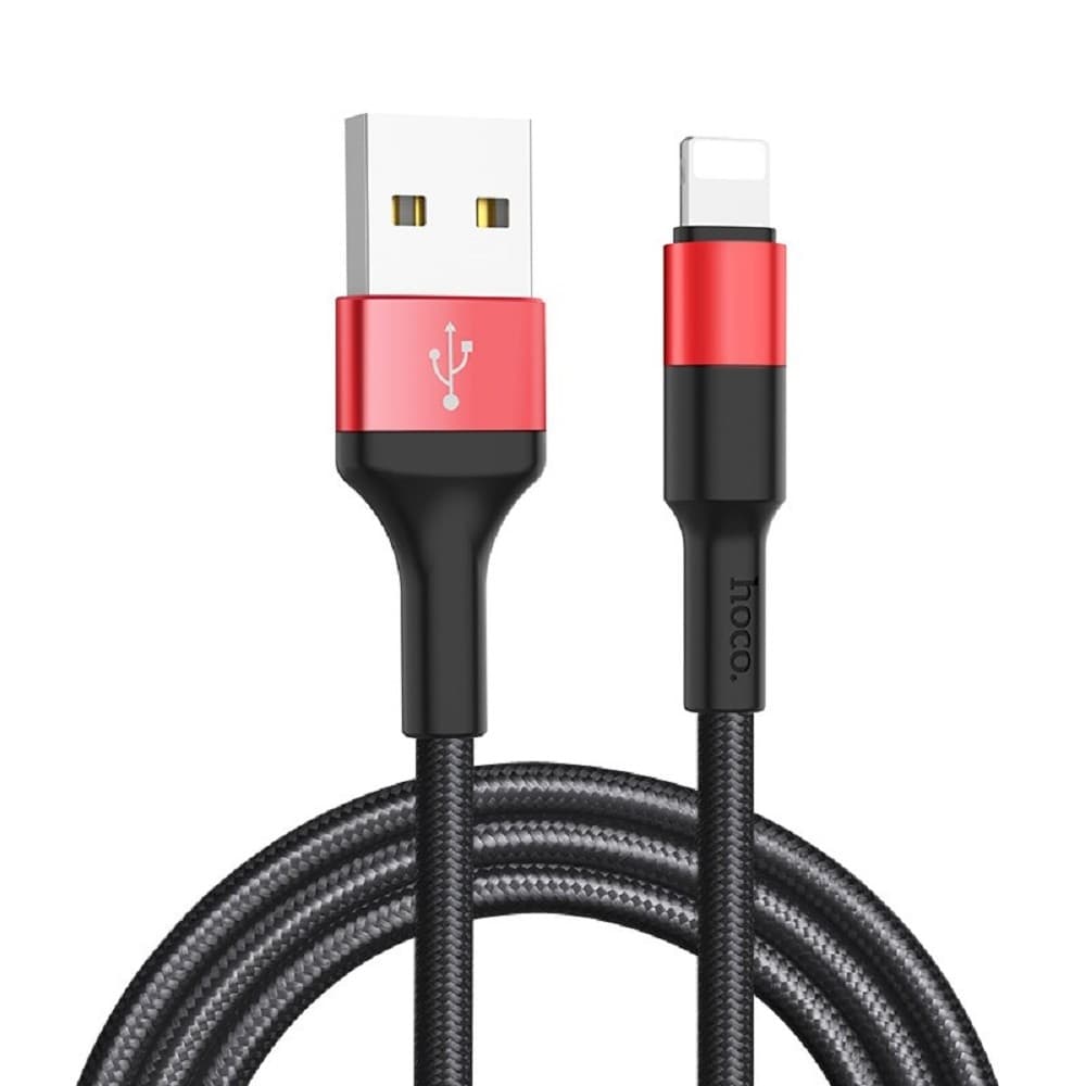 HOCO HC-80190 X26/ USB кабель Lightning/ 1m/ 2A/ Нейлон/ Black&Red