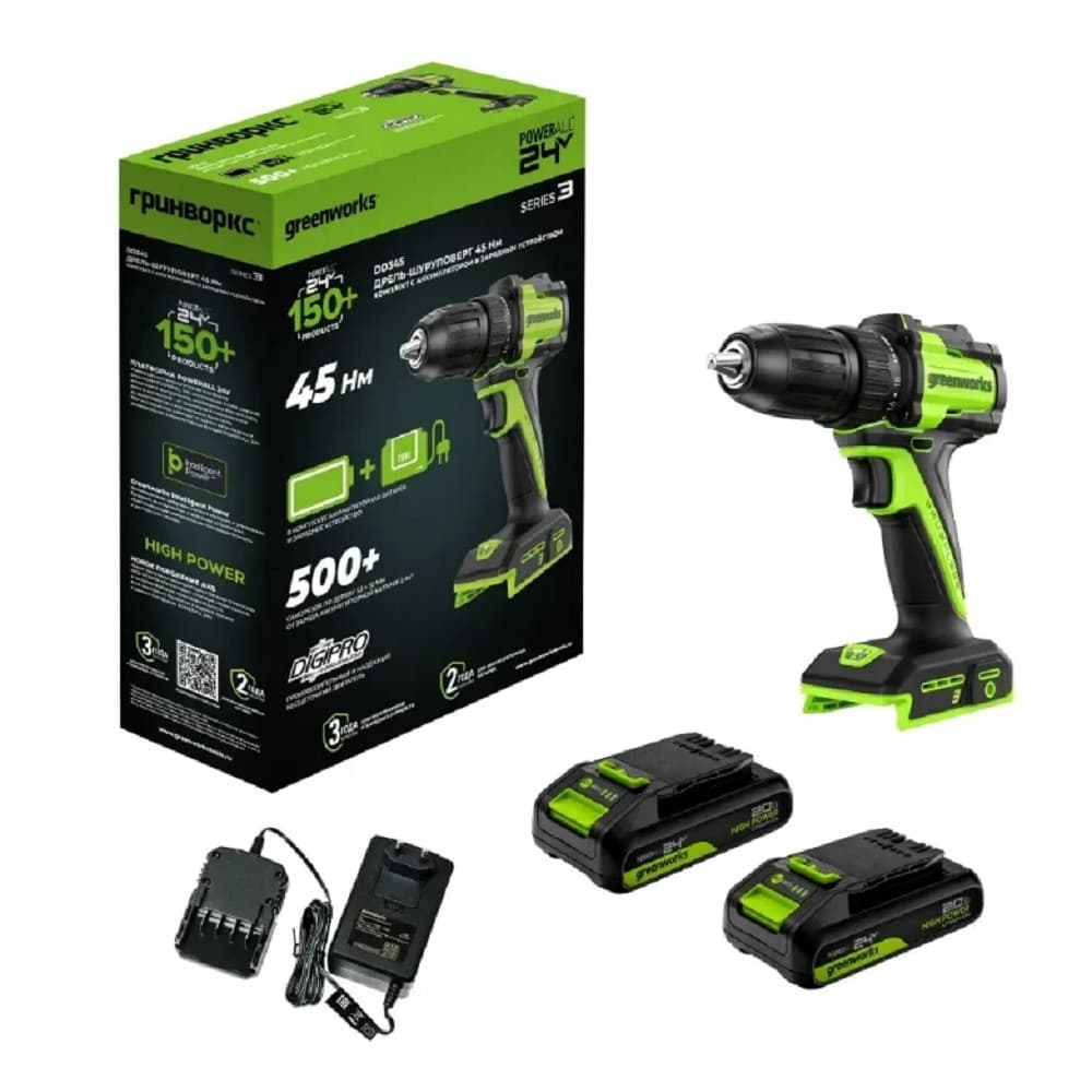 Дрель-шуруповёрт Greenworks DD345 (3708307CUC)