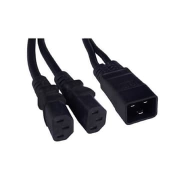 Cabeus PC-IEC20-2xIEC13-1.5-0.3M Кабель питания (C20 - 2xC13) (3x1.5), черный, 0.3 м