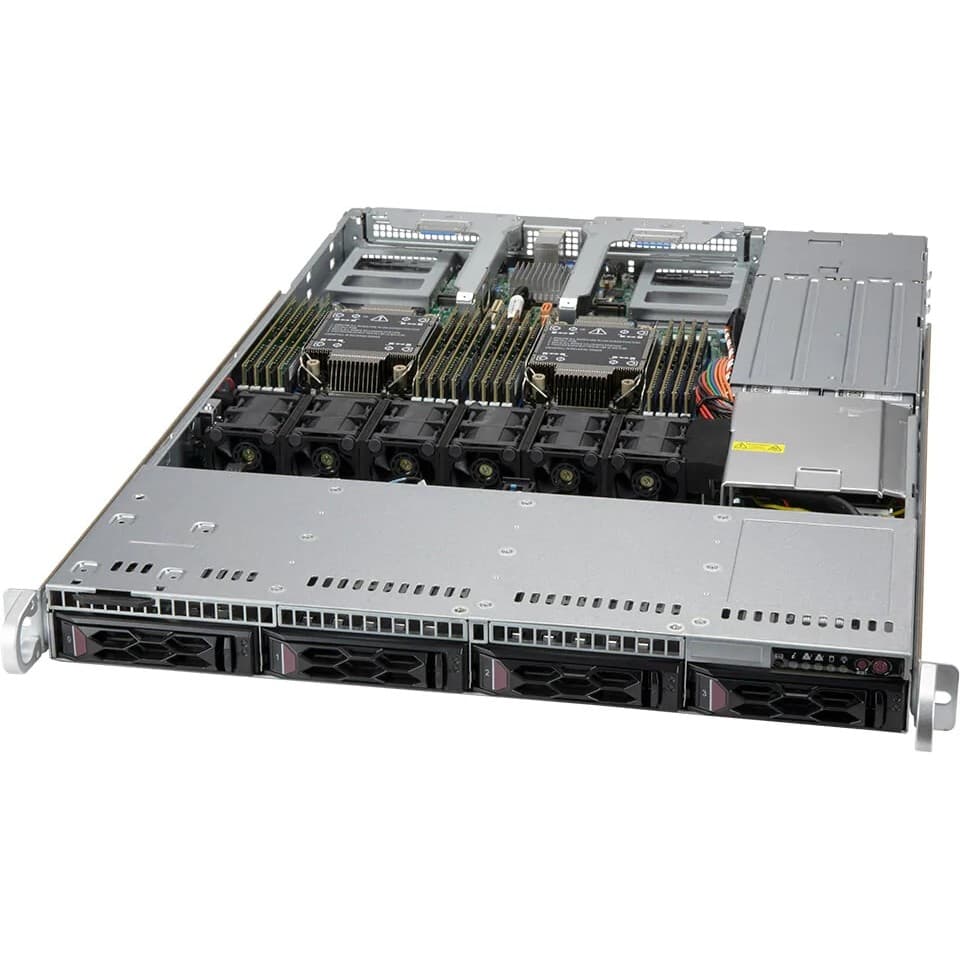 Supermicro SYS-610C-TR (X12DDW-A6, CSE-LA15TQC-R860AW) 1U, 2 x LGA4189, 4x 3.5"" hot-swap SATA/SAS, 2x PCIe 3.0 x2 2280, 16 DIMM, 1+1 860W