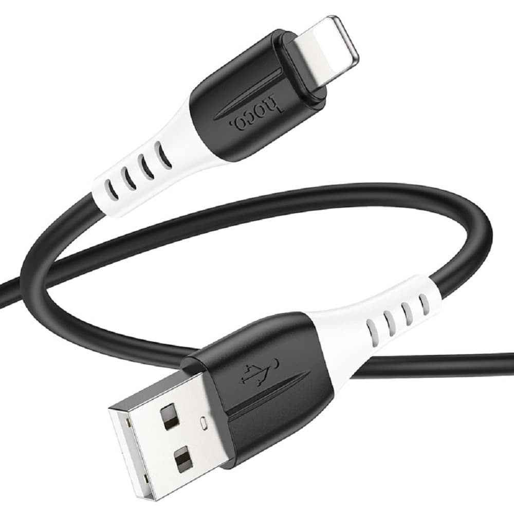 HOCO X82/ USB кабель Lightning/ 1m/ 2,4A/ Силикон/ Black