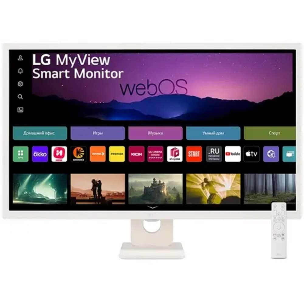 Монитор LG 31,5" 32SR50F-W Smart, 16:9, IPS, FHD, 5ms, 250cd, 60Hz, HDMI, USB, SPK