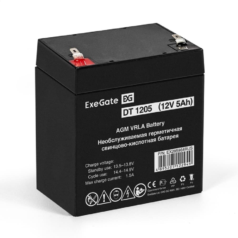 Exegate EX285964RUS Аккумуляторная батарея DT 1205 (12V 5Ah, клеммы F1)