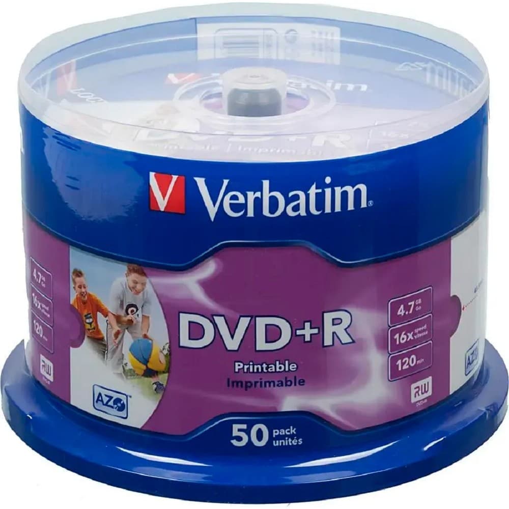 Verbatim Диски DVD+R 4.7Gb 16-х, Wide Photo InkJet Printable, 50 шт, Cake Box (43512 )
