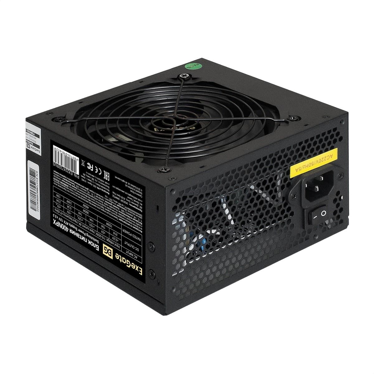 Exegate EX224732RUS / 251759 /278131 Блок питания 400W ATX-400NPX OEM, black, 12cm fan, 24+4pin, 6pin PCI-E, 3*SATA