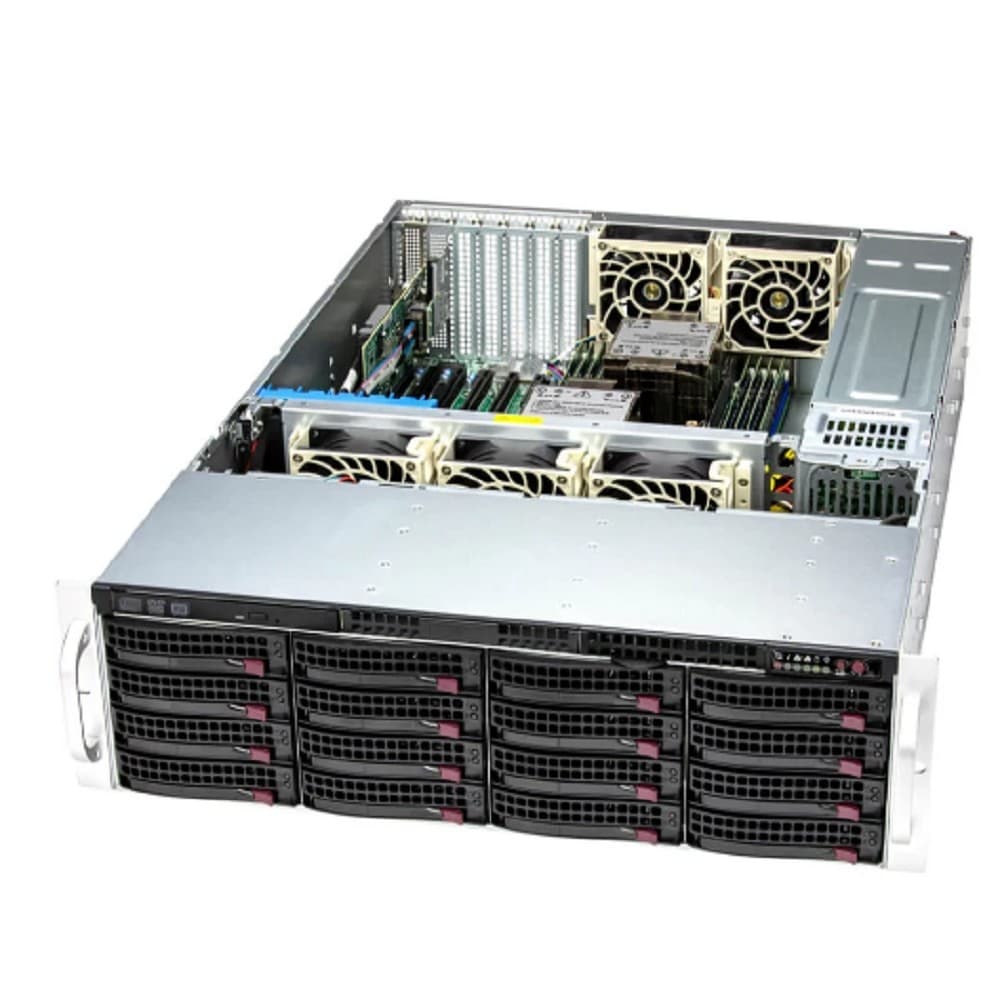 Storage SuperServer SSG-631E-E1CR16H (X13DEI-T, CSE-836BTS-R1K23BP2) (3U, 2 x LGA-4677, 16xDDR5 Up to 4TB ECC RDIMM, 16x 3.5"" SATA3/SAS3 +2xRear SATA Slots, 2xSATA/NVMe M.2, HW RAID support via Broa