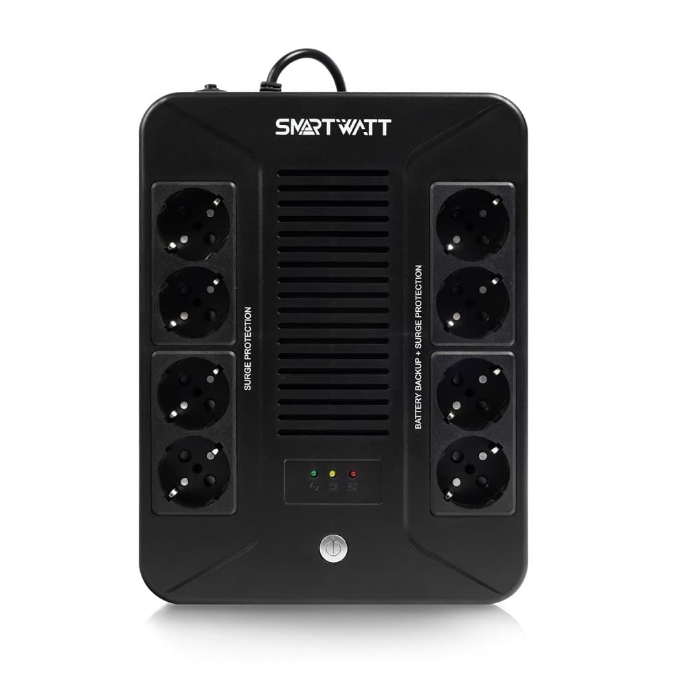 ИБП SMARTWATT UPS SAFE PRO 600 Line-interactive 600VA/360W Brick (Euro x8, LED, 275x210x95(мм), 4,8 кг, гарантия 24мес.
